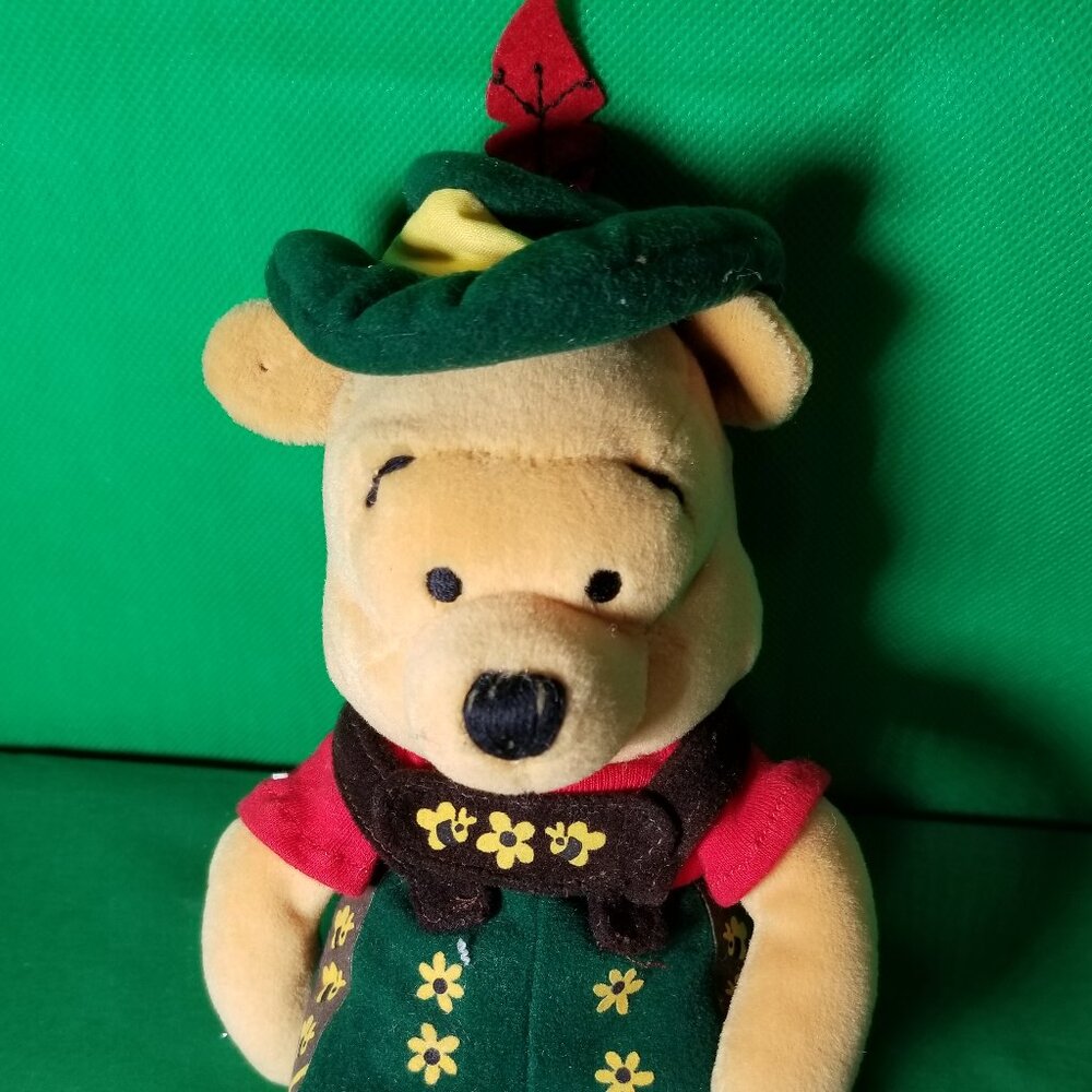 Disney Store Exclusive Winnie the Pooh Octoberfest 8" Bean Bag Plush Stuffed Toy